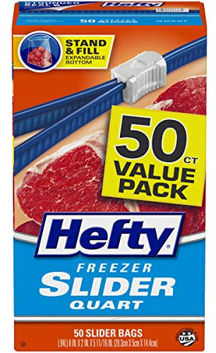Hefty Slider Freezer Bags, Quart Size, 50 Count
