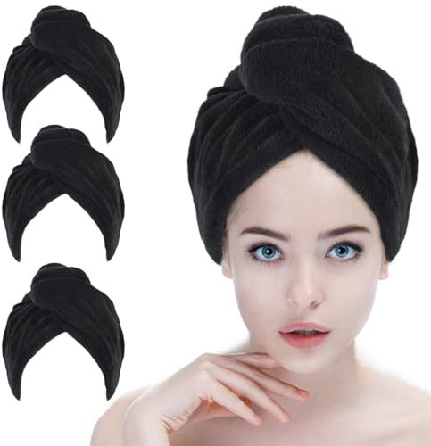 SINLAND 3 Stück Microfiber Haartuch für Frauen Haarhandtücher super saugfähig Kopf Handtücher schnell trocknendes Magisches Haartuch zum Trocknen Langer Haare