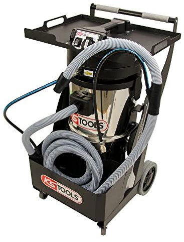 KS TOOLS 165.0113 - Centrale d'Aspiration à Cuve Inox - 35L, 1700W - Avec un Flexible de 4,5 m et un Plateau Central