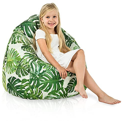 Italpouf Kindersitzsack L, Sitzkissen, Indoor & Outdoor, Sitzsack Sessel für Kinder, EPS Perlen Füllung, Abnehmbarer Bezug, Wasserdicht, Zertifiziert, Dschungel