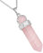 mookaitedecor Quartz Rose Collier Hexagonal Pierre Pointe Pendentif Prisme Cristal Pointu Semi Precieuse