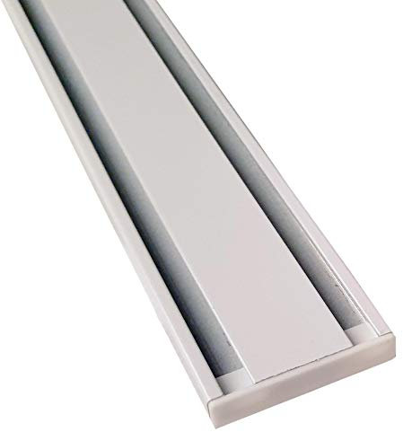 Vorhangschiene Aluminium - Weiß 2 Lauf 330cm (90cm + 2x120cm) - Flache Gardinenschiene (7mm) - inkl. Vorhanggleiter
