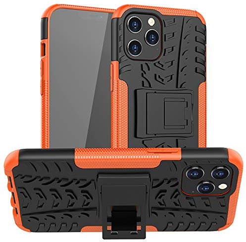 For Apple iPhone 12 Pro Max Shockproof Case, Hybrid [Tough] Rugged Armor Protective Cover, Phone Case Cover With Built-in [Kickstand] For Apple iPhone 12 Pro Max (6.7) - Orange