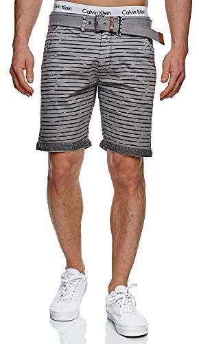 Indicode Herren Arroyo Shorts Chinoshorts aus 98% Baumwolle mit Gürtel
