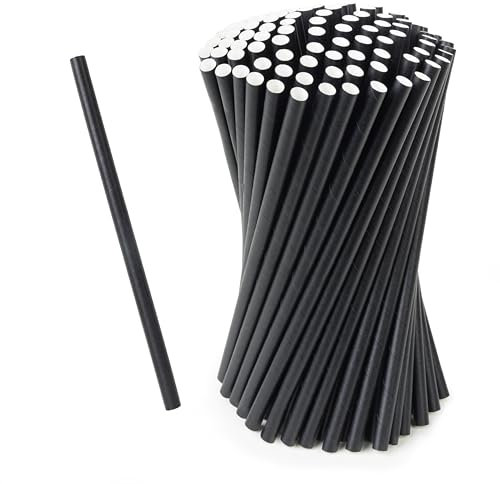 Love Nature Strohhalme Papier - Papierstrohhalme 100 Stück - Trinkhalme Papier Recycling Schwarz