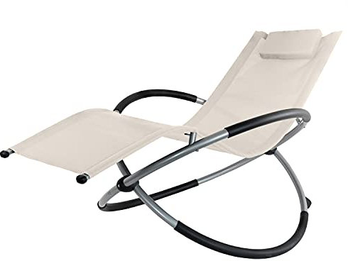 Kingpower Garten Liegestuhl Schaukelliege Campingliege Strandliege Sonnenliege Gartenstuhl Klappstuhl Liege Klappbar Faltbar Relaxliege Stahl Farbauswahl, Farbe:Beige