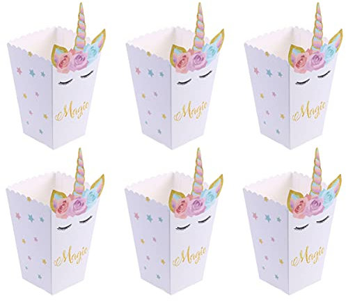 NUOBESTY Party Boxes, Party Favor Bag Unicorn Theme Party Popcorn Case Party Supplies for Party Movie Night Birthday Party 12 Pcs