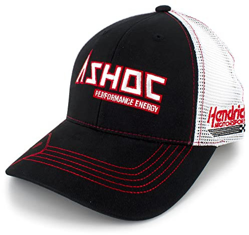 Karierte Flagge Chase Elliott 2022 ASHOC Sponsor Trucker Mesh Hut schwarz/weiß