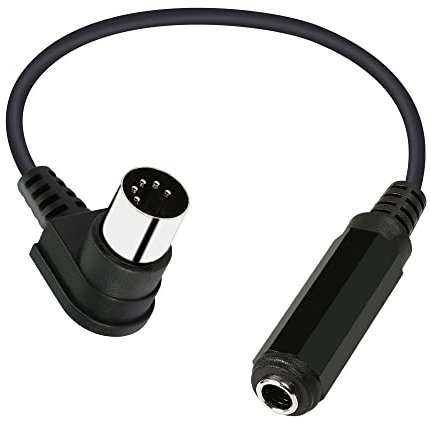 PNGKNYOCN Right Angle DIN 5 Pin to 6.35mm Cable 90 Degree MIDI Male to 1/4 Female TRS Audio Adapter Cable for Speaker, Amplifier, Mixe, MIDI Keyboard etc (30 cm)