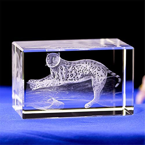 WLVG Kristallmodell Statue 3D Lasergravur Figuren Tierskulptur Souvenir Sammlung Kunsthandwerk Wohnkultur Ornament, Jaguar