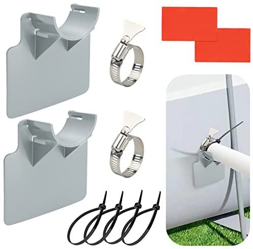 2pcs Swimming Pool Pipe Holders Water Hose Support Brackets with 2 Tapes 4 Cable Ties and 2 Hose Clamps, Above Ground Pool Hose Holder Fits for 1.5 Inner Diameter ,Preventing Pipes Sagging Accessory