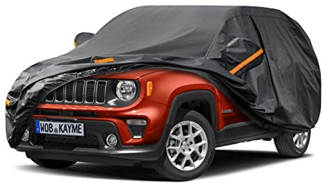 Kayme Autoabdeckung Wasserdicht Atmungsaktiv Passend für 2014-2024 Jeep Renegade, Vollgarage Autoplane für Regen Sonne Staub Schutz, Faltgarage Abdeckung Auto Abdeckplane(3-7 Tage liefern)