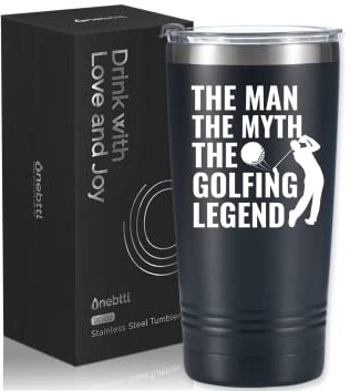Onebttl Golf Gifts for Men, Funny Golf Gifts 20oz Stainless Steel Tumbler, Golf Gag Gifts for Men, Fathers Day Golf Gifts for Dad, Birthday Gifts, Gifts for Golf Lovers - Black - Myth