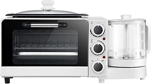 REJOON Machine à Petit-déjeuner Mini Four 4 en 1 cafetière rétro Multifonction avec Bouilloire Grille-Pain électrique Four en Acier Inoxydable ustensiles de Cuisson Amovibles (Color : White)