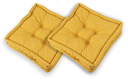 TECNOCUCI Bodenkissen – 2er-Set – hergestellt in Italien – Farbe Gelb – Maße: 40 x 40 x 12 cm