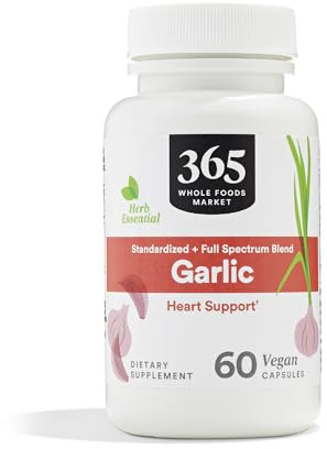 365 by Whole Foods Market, Garlic Dietary Supplement, Vegan Capsules, Supports Heart Health, 60 Count