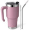 EQARD Mug Isotherme Cafe avec Paille Poignée Tasse de Voyage avec Couvercle étanche Gobelet Inox avec Tube Brosse Thermos Cafés pour Chaud ou Glacé Tous Sans BPA