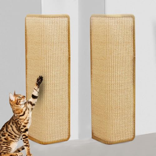 Editbar 2 Piezas Alfombrilla para Rascar Gatos, Rascador Sofa Gatos, Arranhador para Gatos de Sisal Natural, Alfombrilla para rascar el Suelo para Pared, Muebles y Esquinas(60x30cm)