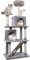 Nobleza - Árbol para Gatos, Altura 161 cm, con 5 Postes Rascadores, 5 Plataformas, 2 Cueva,1 Escalera, pompón, Cuerda de sisal, Tela de Felpa, Rascador Multinivel para Gatos Grandes,Gris