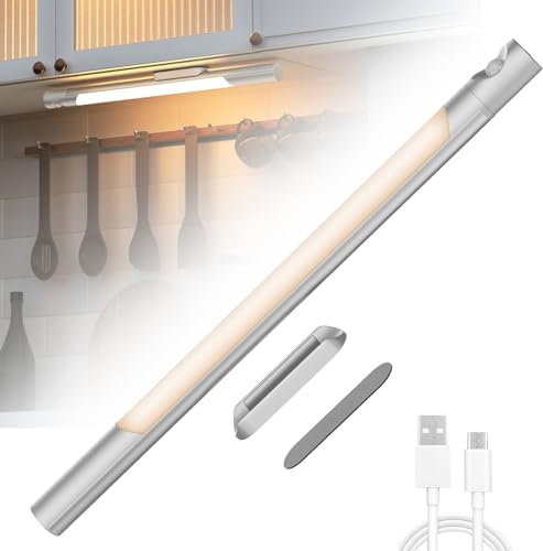 Unterbauleuchte Led, 72 Leds 41cm Nachtlicht mit Bewegungsmelder, Schrankbeleuchtung Schrankleuchte 3 Farben Dimmbar, Schranklicht mit Batterie 4000mah Led Licht für Kleiderschrank, Treppe