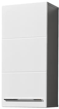 möbelando Hängeschrank >Gloss< in Weiß-Anthrazit - 34x70x23 (BxHxT)