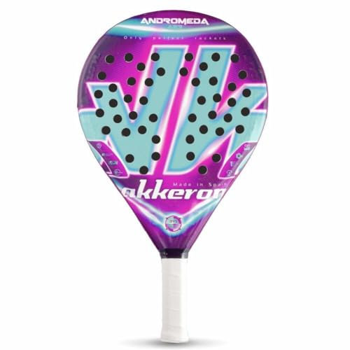Akkeron - Pala de Padel - Modelo Andromeda 23 - Carbono 100% - EVA - Forma Lágrima - Barniz Rugoso - Control/Potencia - 345/365g,