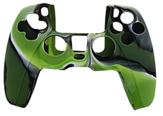 Retrogame Funda protectora de silicona de camuflaje, camuflaje, camuflaje, antideslizante, Playstation 5 PS5 CONTROLLER VERDE NEGRO (negro verde)