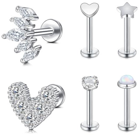 Briana Williams Tragus Piercing Ohr Helix Knorpel Ohrringe 1.2mm Edelstahl 6mm 8mm Flach Lippenpiercing Labret Stecker