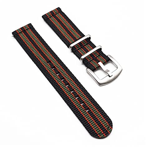 VISIYUBL 5 Farbe Nylon Uhrenband Gestreift Nato Strap 20mm 22mm Universal for Armee Sportuhr Band Fit Fit for James Bond 007 Uhrenarmband ersetzen(Black Red Green,22mm)