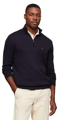 Tommy Hilfiger Men's Lightweight Pullover Quarter Zip Sweater, Desert Sky, XL