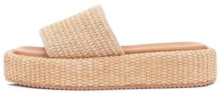 Monrovia Sandalias de plataforma para mujer – Alpargatas de rafia sin cordones, cómodas sandalias de cuña de verano, zapatos de playa de paja 2025, Natural, 41 EU