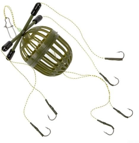 ZAMETTER Carp Fishings Baits Cages Feeder with Wire Hooks Rigs Fishing Baits Cages Hooks Rig Tackle Long Line Nesting Trap Fishings Lure Bait Carp Fishing Feeder Hook Rig