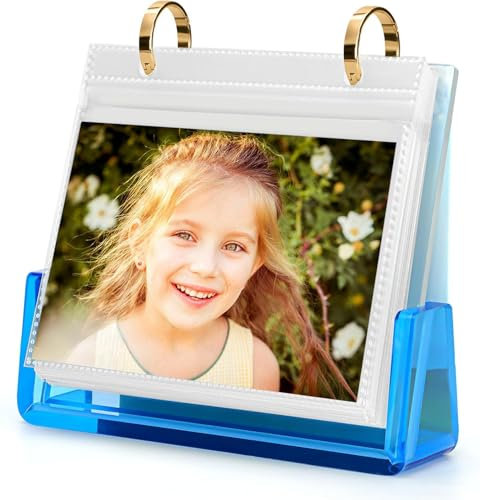 ZEEYUAN Schreibtisch 10x15 Fotoalbum Einsteckalbum aus Acryl Fotorahmen zum Aufstellen für 60 Bilder Geschenke für Mama Frauen