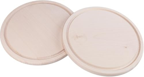 Runde Holz Schneidebretter mit Saftrille 2er Set aus FSC® zertifiziertem Ahorn Holz Ø 24 x 1,5 cm