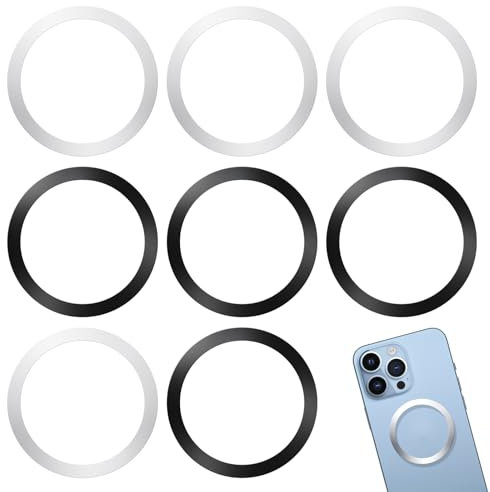 Magnetring Handy, 8 Stück Magnet Aufkleber für Magsafe Ring, Universelles Magnetisches Konvertierungsset, Metallplatte Handy kompatibel für Handyhülle, Magnet Ring Schwarz + Weiß