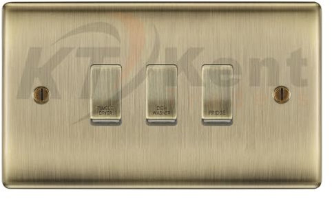 BG Antique Brass Custom Grid Switch Panel Labelled Kitchen Appliance 3 Gang