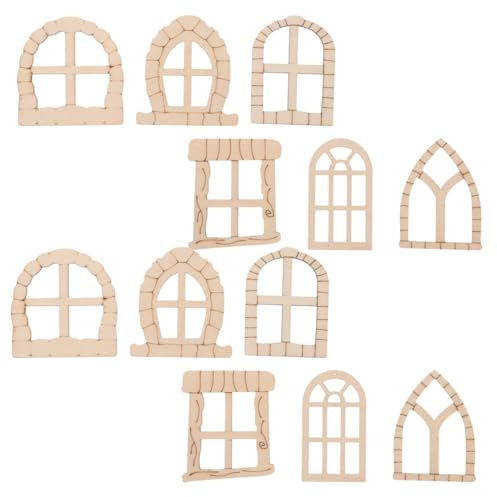 ifundom Set Di 25 Accessori Mini Finestre Incompiute in Legno 2.32X2.17 Pollici Fai Da Te Per Decorazioni Giardino Casa Delle Bambole Ornamento Versatile E Resistente