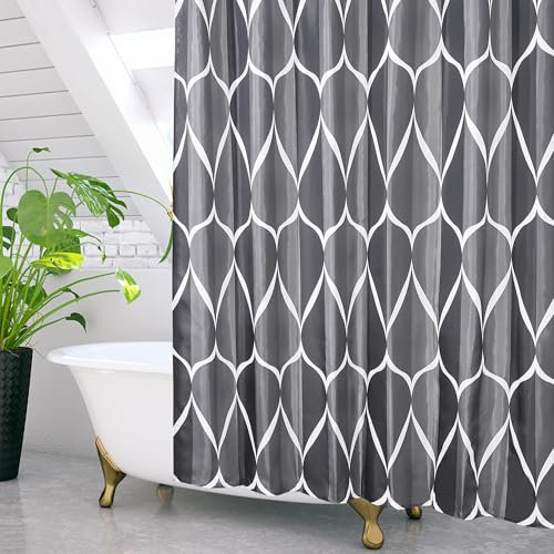GRICOL Rideau de Douche Polyester Imperméable Tissu Lavable en Machine Rideau Salle de Bain avec 12 Crochets 180x180CM Noir
