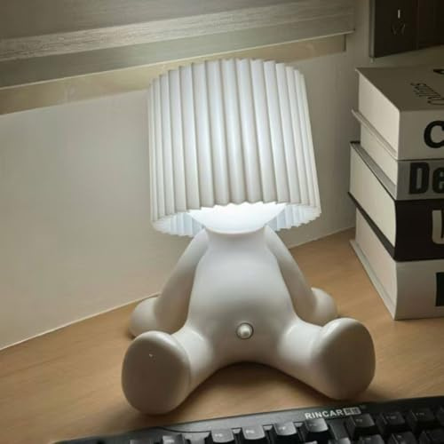 Modest Mike Lamp, Shy Boy Lamp, A Little Shy Man Lampe, Lustige LED Tischlampe, Schüchterner Mann Nachtlicht, Kreative Kleinen Tischleuchte Mit Schirm, Naughty Boy Lampe für Schlafzimmer (Weiß-2)