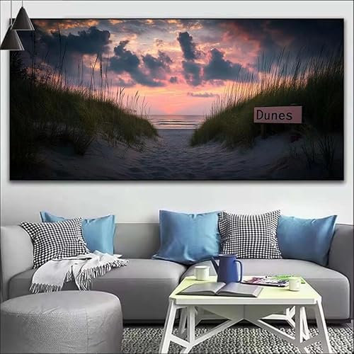 Wolken Malen Nach Zahlen Erwachsene Kit, Malen Nach Zahlen Landschaft Anfänger DIY Paint by Numbers mit Pinseln und Acrylfarben, DIY Ölgemälde Basteln Set für Wall Deco (Ohne Rahmen) 50x150cm V-86