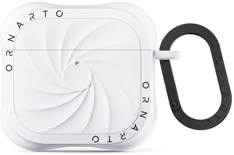 ORNARTO VORTUXE für AirPods 4 Hülle mit Karabiner - Weiß | Premium Flüssigsilikon, Einzigartiges Design, Weich und Griffig, tolle Haptik, Militär-Grade Fallschutz