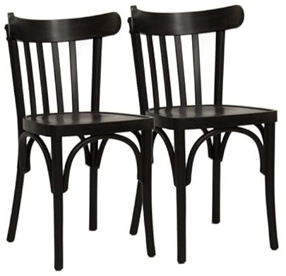METRO Professional Silla de Comedor Bistro, Conjunto de 2 Sillas de Restaurante, Madera de Haya, Capacidad de Carga de 110 kg, Marrón Wengé