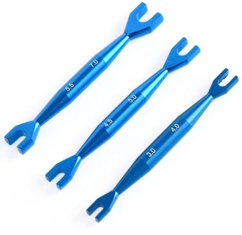 Small Wrench Set (3PCS), Double End Alloy Turnbuckle Wrench, Universal Spanner for RC Crawler Car Repairs, 3-7mm Sizes