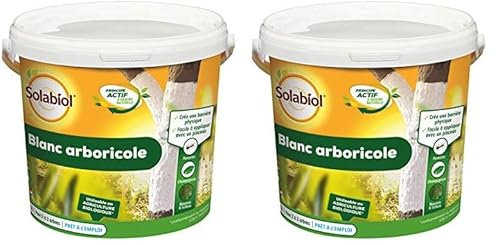 SOLABIOL Protection des Arbres Blanc Arboricole - seau 1L - Barrière physique contre les parasites, des champignons, mousses - 2 à 3 arbres SOBLANC1 (Lot de 2)