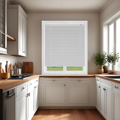 Veneziana in Alluminio per Cucina Casa Tende Orizzontali Interni, Persiane Veneziane Oscuranti da 25 Mm, W 50 70 90 95 100 130 135 150 175 220cm(Silver)