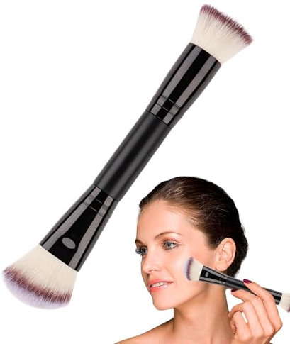 Pinceau Fond de Teint - Pinceau Correcteur Double Embout pour Maquillage Liquide ou Crème, Application Uniforme et Précise, Pinceau Estompeur Doux, Idéal Teint Zéro Défaut, Compact et Facile à Nettoye