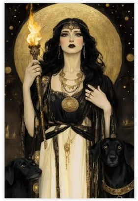 Hekate-Druck, Giclée-Jugendstil-Poster, Leinwand, Poster, Wandkunstdruck, Bild, Gemälde, 30 x 45 cm