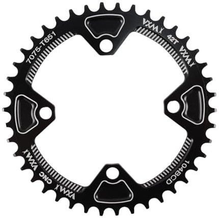Enwye Plato de Bicicleta de montaña de una Sola Velocidad BCD 104 mm 42T Negro Compatible con transmisiones de 9 y 10 velocidades para Uso Todoterreno