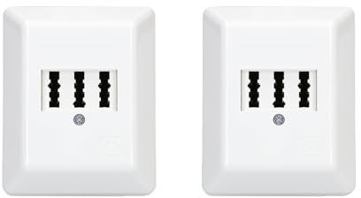 Rutenbeck 2 x Aufputz TAE-Anschlussdose/Telefondose NFN für 1x Telefon + 2X Nebenstellen (Fax, AB, Modem) 3x6 polig 6 Schraubkontakte reinweiß 10210109