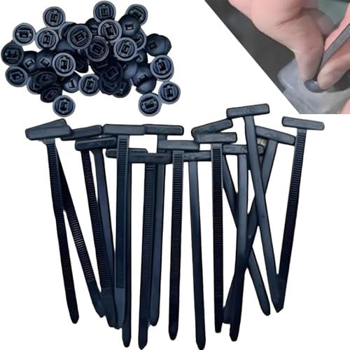 50PCS Nylon Universal Cable Tie Buckle, Heavy Duty Self-Locking Cable Ties Buckle, Multipurpose Black Zip Ties with Pin & Button Design for Quick Fastening, Daily Use Automotive Repair (50Pcs)